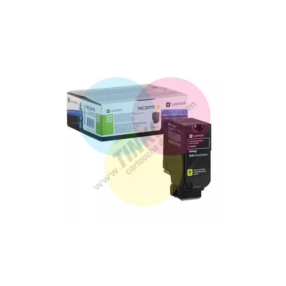 toner original Lexmark CS720/ CS725 (74C20Y0) jaune