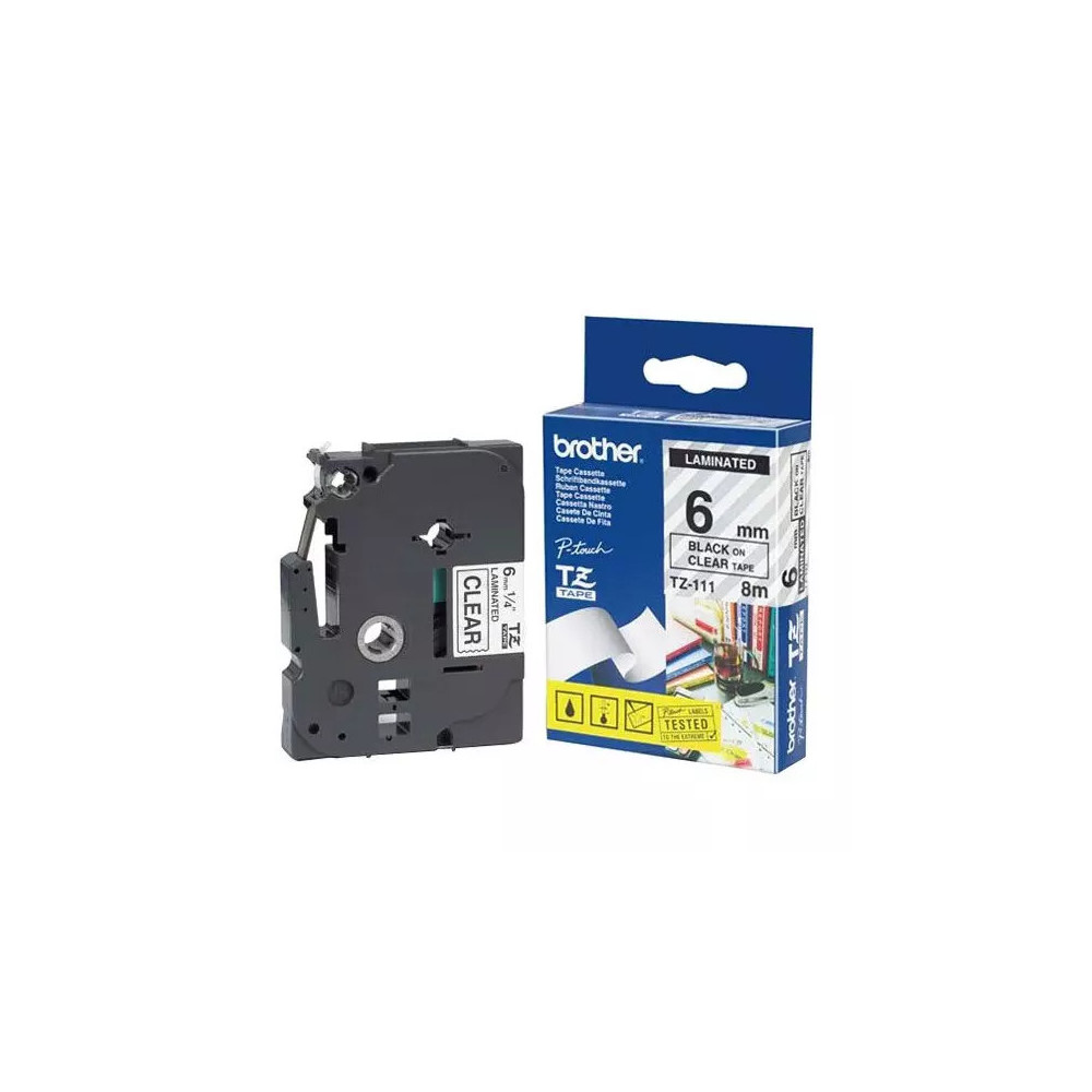 Cassette à ruban Brother TZe-121 9mm noir/transparent