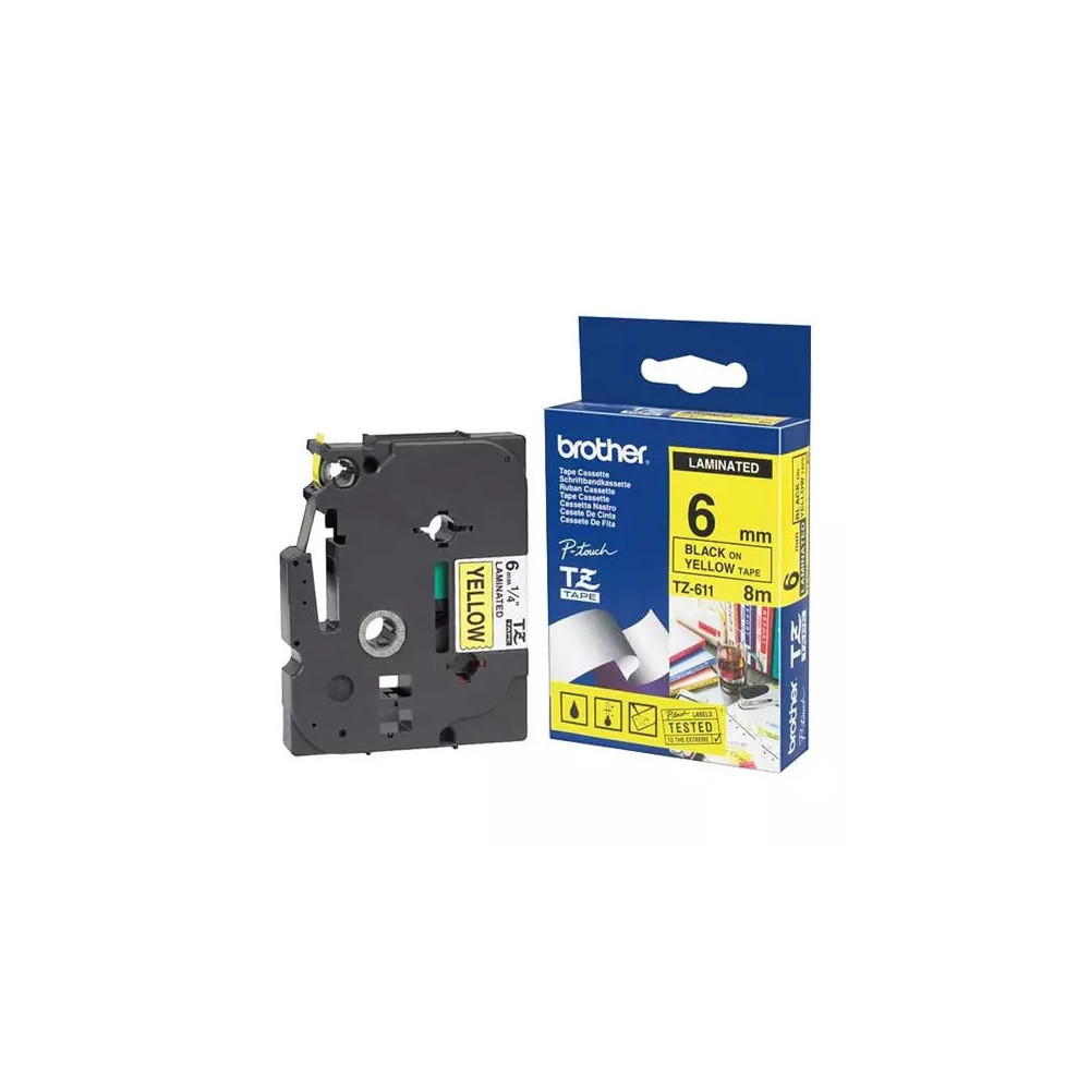 Cassette à ruban Brother TZe-621 9mm noir/jaune
