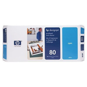 Tête d'impression et dispositif de nettoyage cyan HP 80 (C4821A)